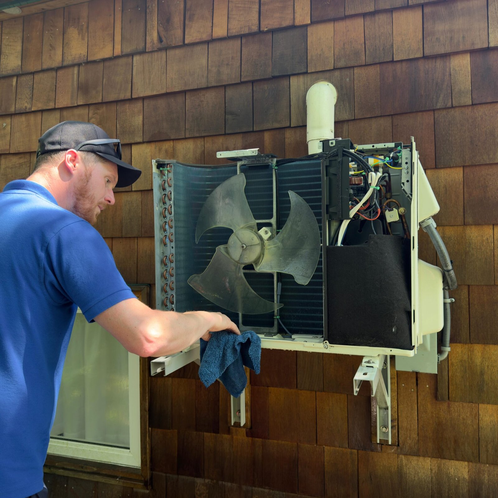 GreenPump Energy technician installing a ductless heat pump in ns.