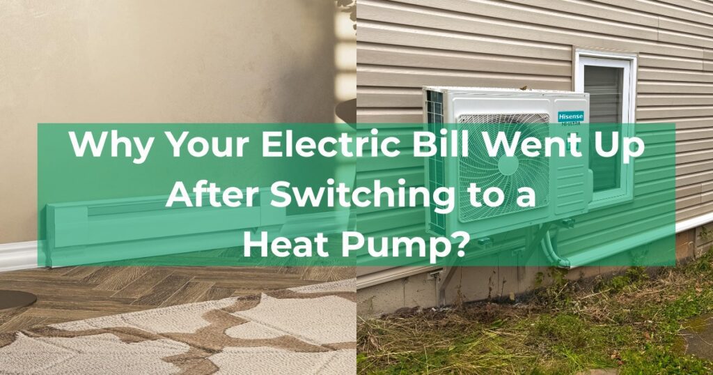 Homeowner checking a heat pump thermostat after noticing a higher electric bill