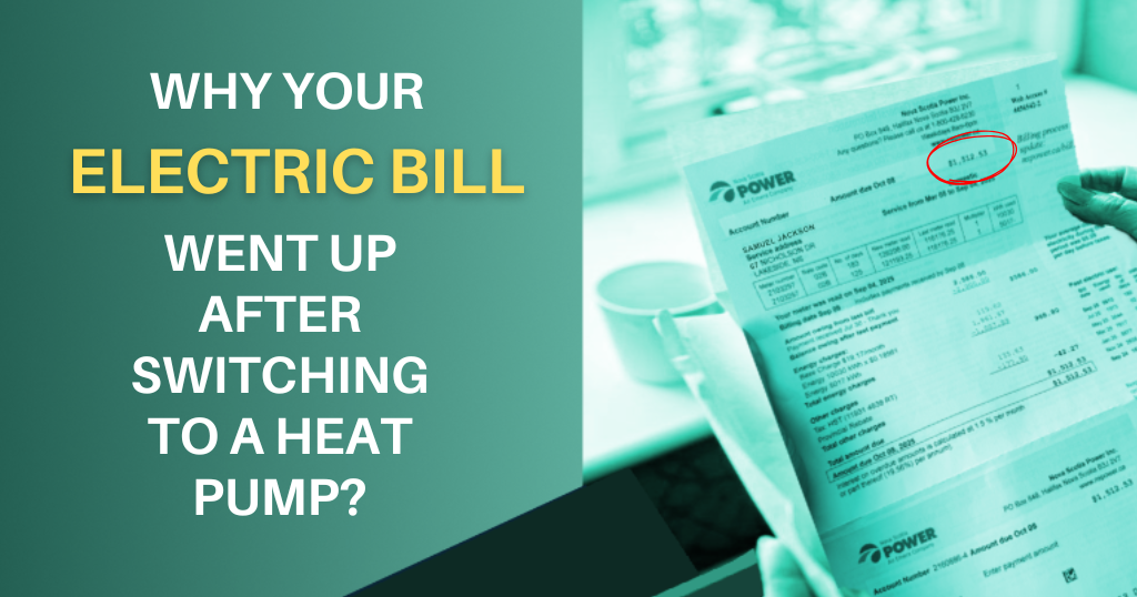 Homeowner checking a heat pump thermostat after noticing a higher electric bill